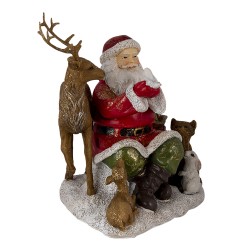 Clayre & Eef Figurine Santa Claus 18x13x19 cm Red Brown Polyresin