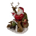 Clayre & Eef Beeld Kerstman 18x13x19 cm Rood Bruin Polyresin