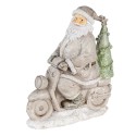 Clayre & Eef Beeld Kerstman 12x6x14 cm Zilverkleurig Polyresin