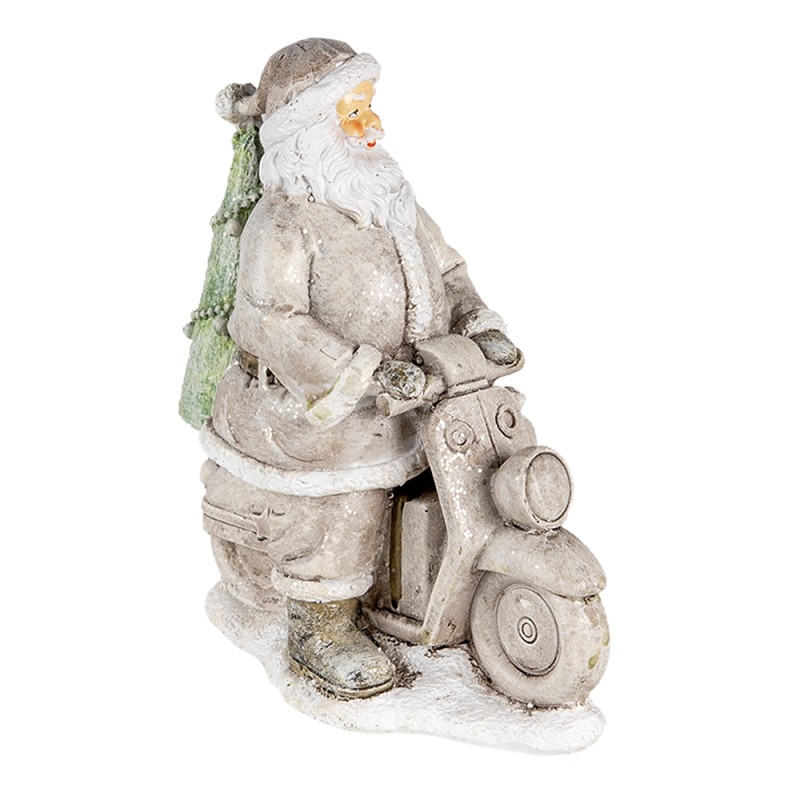 Clayre & Eef Figur Weihnachtsmann 12x6x14 cm Silberfarbig Polyresin