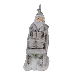 Clayre & Eef Statuetta Babbo Natale  10x6x13 cm Grigio Poliresina