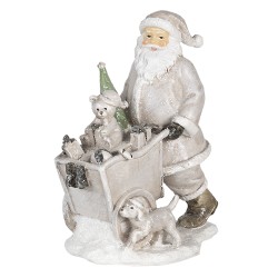 Clayre & Eef Beeld Kerstman 12x8x15 cm Zilverkleurig Polyresin