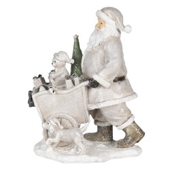 Clayre & Eef Beeld Kerstman 12x8x15 cm Zilverkleurig Polyresin