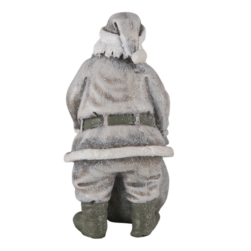 Clayre & Eef Figur Weihnachtsmann 10x7x13 cm Grau Weiß Polyresin