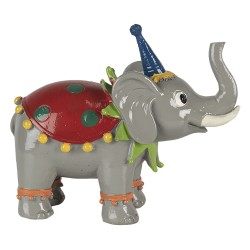 Clayre & Eef Beeld Olifant 13x6x11 cm Rood Grijs Polyresin