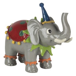 Clayre & Eef Beeld Olifant 13x6x11 cm Rood Grijs Polyresin