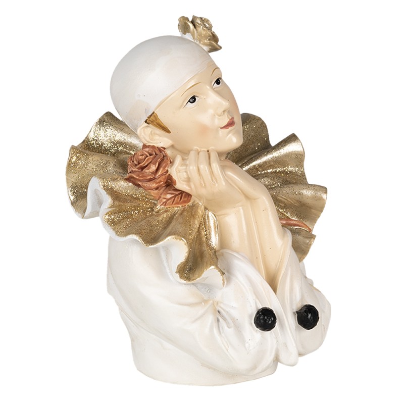 Clayre & Eef Statuetta Clown 11x11x15 cm Bianco Color oro Poliresina