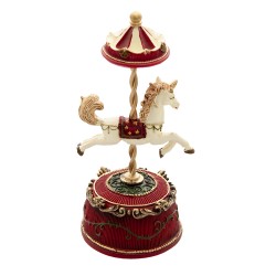 Clayre & Eef Carillon Cavallo Ø 9x21 cm Rosso Poliresina