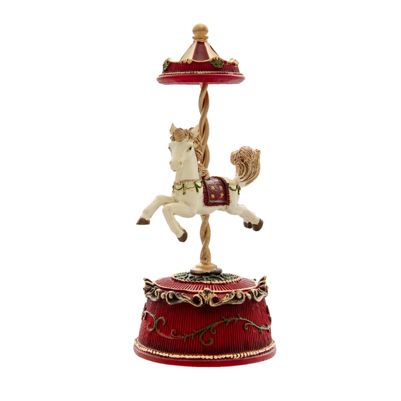 Clayre & Eef Music box Horse Ø 9x21 cm Red Polyresin