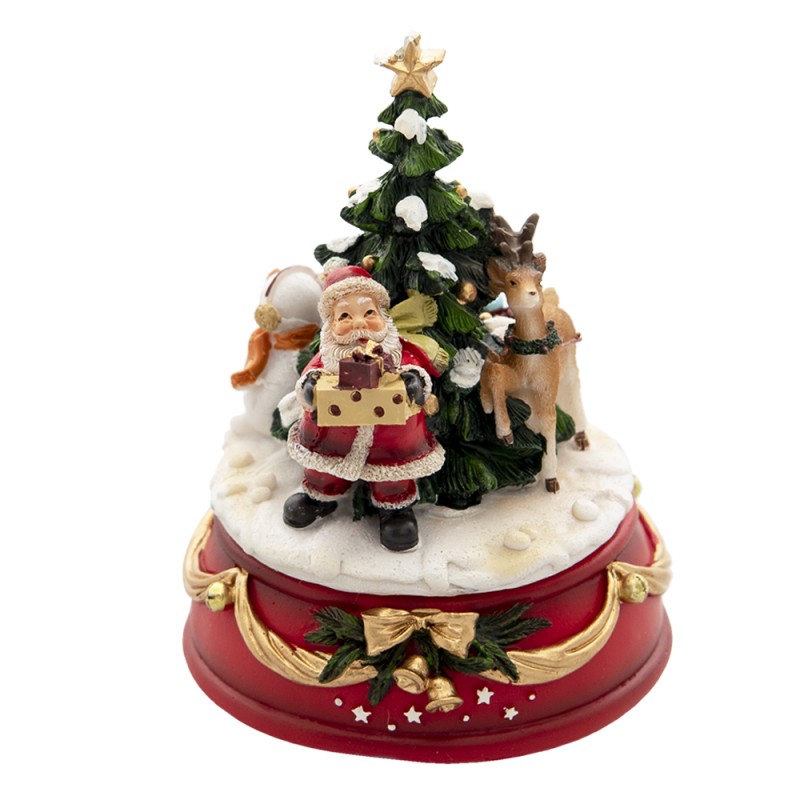 Clayre & Eef Muziekdoos Kerstman Ø 10x14 cm Rood Groen Polyresin