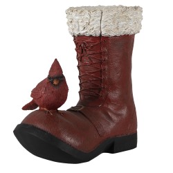 Clayre & Eef Blumentopf Stiefel 20x12x22 cm Rot Kunststoff Vogel