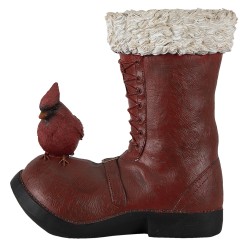 Clayre & Eef Blumentopf Stiefel 20x12x22 cm Rot Kunststoff Vogel