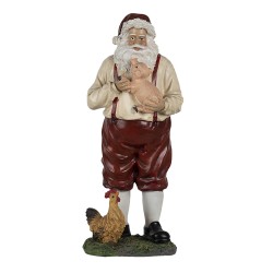 Clayre & Eef Figurine Père Noël 27 cm Rouge Beige Polyrésine