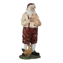 Clayre & Eef Beeld Kerstman 27 cm Rood Beige Polyresin