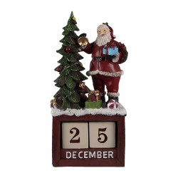 Clayre & Eef Beeld Kerstman 16x10x34 cm Rood Groen Kunststof