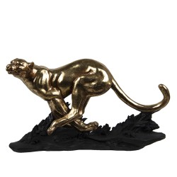 Clayre & Eef Figur Leopard 39x13x24 cm Goldfarbig Polyresin