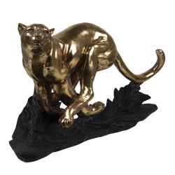 Clayre & Eef Figur Leopard 39x13x24 cm Goldfarbig Polyresin