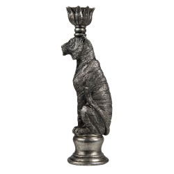 Clayre & Eef Candle holder Tiger 8x7x25 cm Silver colored Plastic