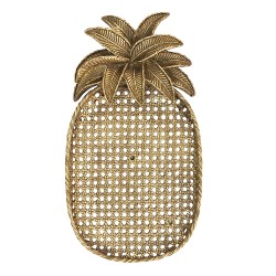 Clayre & Eef Dekoration Schale Ananas 40x22x4 cm Goldfarbig Kunststoff Oval