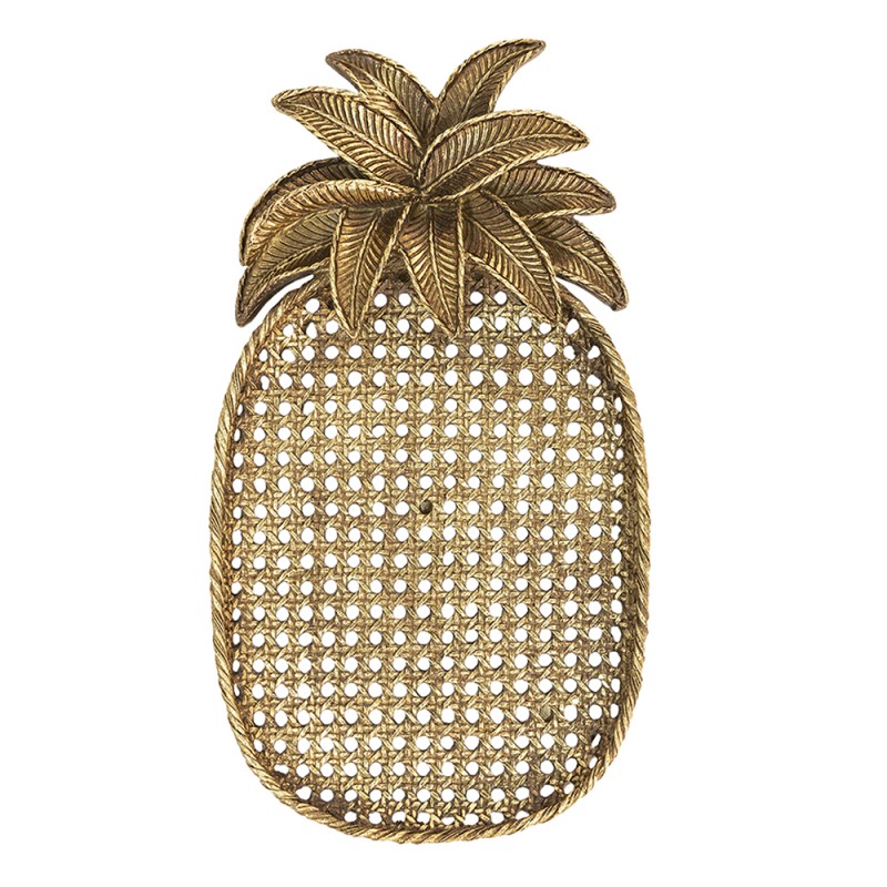 Clayre & Eef Decoratie schaal Ananas 40x22x4 cm Goudkleurig Kunststof Ovaal