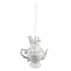 Clayre & Eef Pendants Teapot 8 cm White Plastic