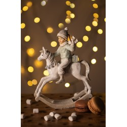 Clayre & Eef Christmas Ornament Rocking Horse 20 cm Beige Plastic
