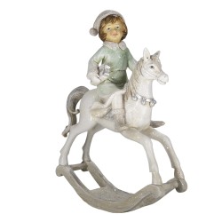 Clayre & Eef Figurine Cheval à bascule 26 cm Beige Vert Polyrésine