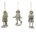 Clayre & Eef Christmas Ornament Set of 3 Child 12 cm Beige Green Plastic