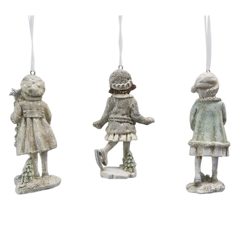 Clayre & Eef Christmas Ornament Set of 3 Child 12 cm Beige Green Plastic