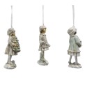 Clayre & Eef Christmas Ornament Set of 3 Child 12 cm Beige Green Plastic