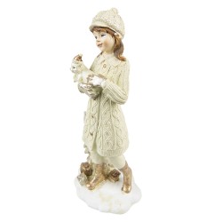 Clayre & Eef Figurine Set de 2 Enfants 22 cm Beige Polyrésine