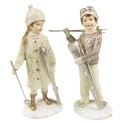 Clayre & Eef Statuette Set di 2 Bambini 14 cm Beige Poliresina