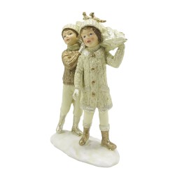 Clayre & Eef Figurine Enfants 15 cm Beige Couleur or Polyrésine