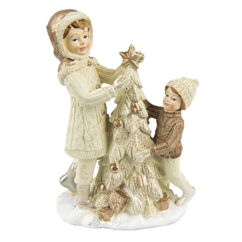 Clayre & Eef Figur Kinder 14 cm Beige Polyresin