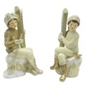 Clayre & Eef Statuette Set di 2 Bambini 18 cm Beige Color oro Poliresina