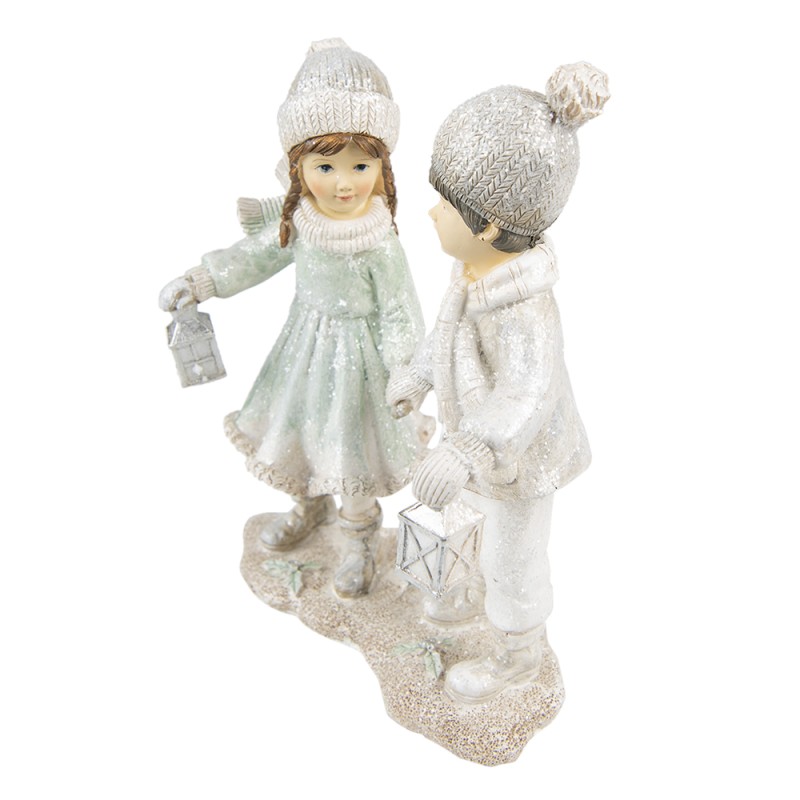 Clayre & Eef Figurine Enfants 19 cm Blanc Couleur argent Polyrésine