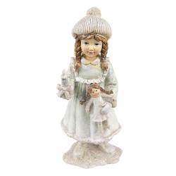 Clayre & Eef Figurine Enfant 19 cm Beige Vert Polyrésine