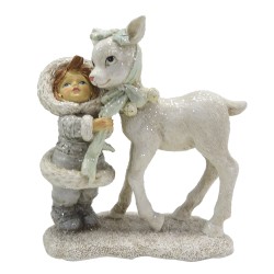 Clayre & Eef Figurine Enfant 13 cm Blanc Polyrésine