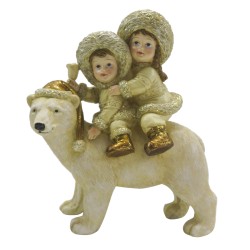 Clayre & Eef Statuetta Bambini 13x7x15 cm Beige Color oro Poliresina