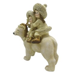 Clayre & Eef Figurine Children 13x7x15 cm Beige Gold colored Polyresin