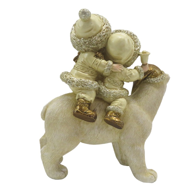 Clayre & Eef Figur Kinder 13x7x15 cm Beige Goldfarbig Polyresin