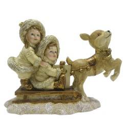 Clayre & Eef Statuetta Bambini 12 cm Color oro Poliresina