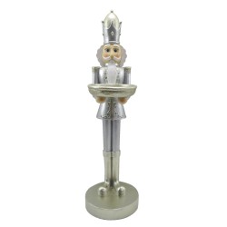 Clayre & Eef Figurine Nutcracker 40 cm Silver colored White Polyresin