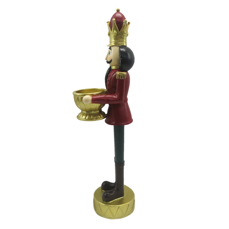 Clayre & Eef Tealight Holder Nutcracker 30 cm Red Gold colored Plastic