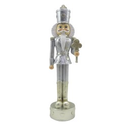 Clayre & Eef Figurine Nutcracker 24 cm Silver colored White Polyresin