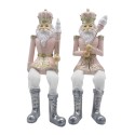 Clayre & Eef Figurine Nutcracker 6x6x12/21 cm Pink White Polyresin