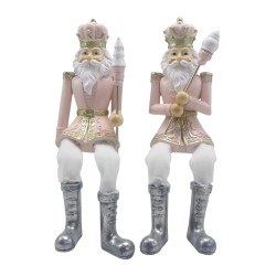 Clayre & Eef Figurine Casse-noisette 6x6x12/21 cm Rose Blanc Polyrésine