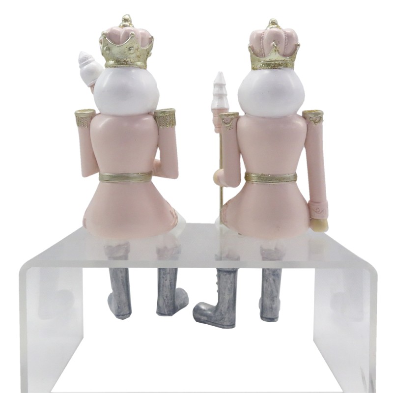 Clayre & Eef Figurine Nutcracker 6x6x12/21 cm Pink White Polyresin