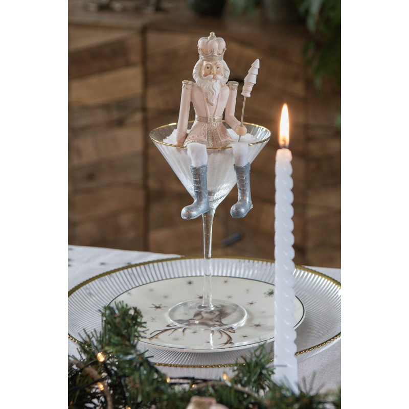 Clayre & Eef Figurine Nutcracker 6x6x12/21 cm Pink White Polyresin