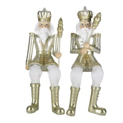 Clayre & Eef Statuette Set di 2 Schiaccianoci 12 cm Color oro Bianco Poliresina